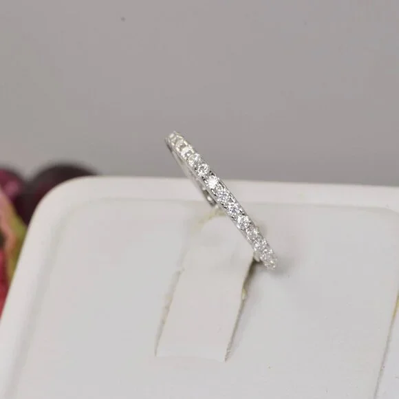 Authentic Genuine Moissanite Diamonds Full Eternity Ring Band - Picture 2 of 9